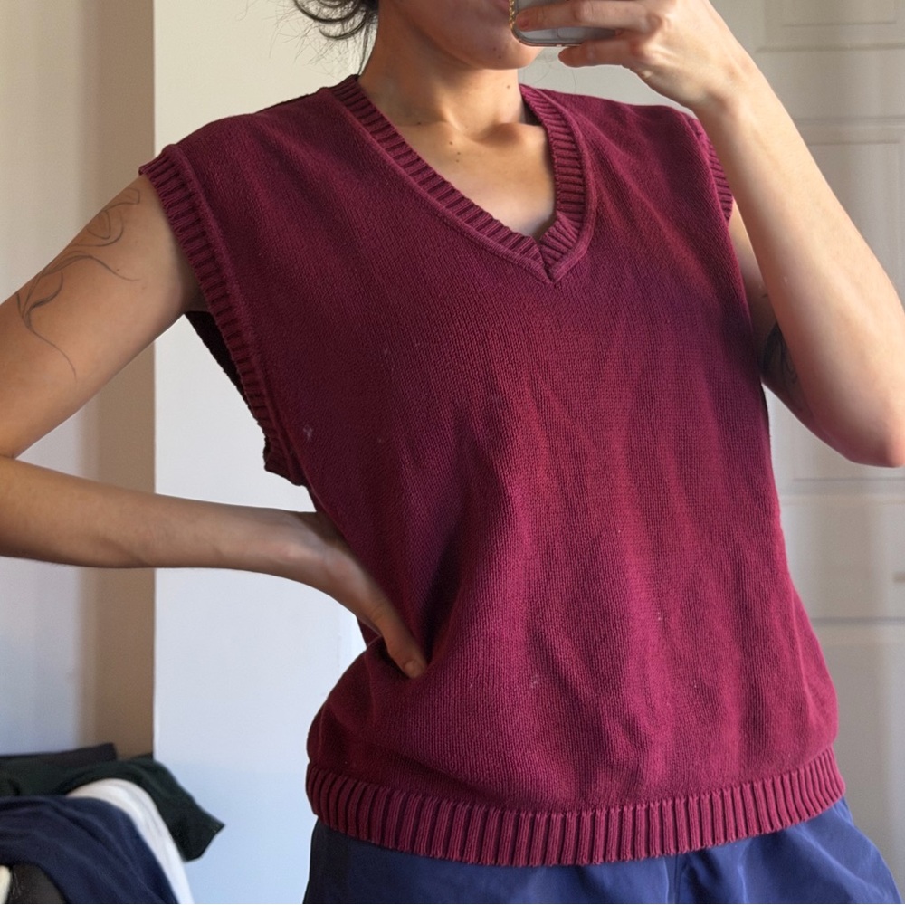 Dark Academia GAP Maroon Knit Sweater Vest
